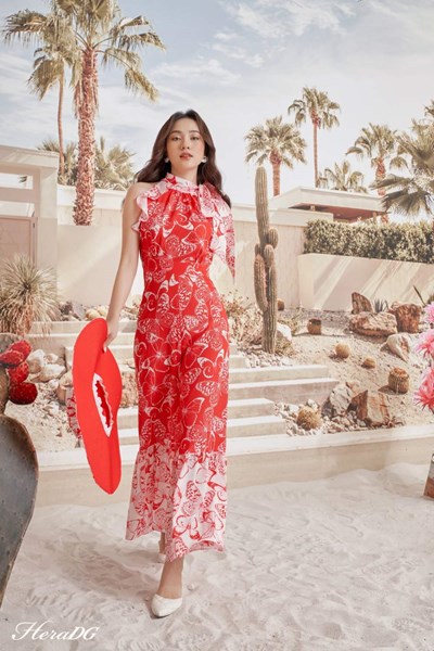 Hiển thị chi tiết cho Jumpsuit buộc nơ cổ Ảnh của Jumpsuit buộc nơ cổ