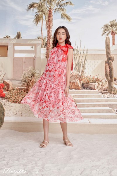 Hiển thị chi tiết cho Đầm  maxi buộc nơ cổ Ảnh của Đầm  maxi buộc nơ cổ