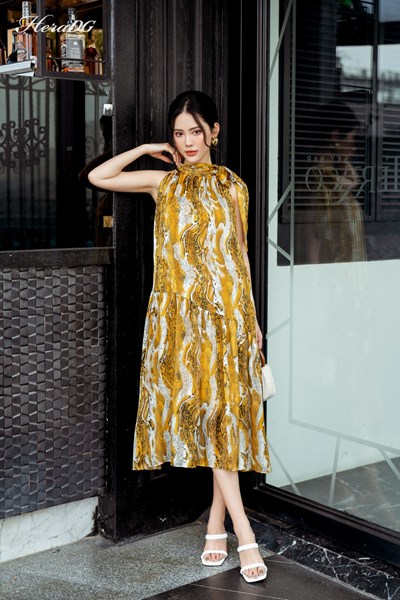 Hiển thị chi tiết cho Đầm xòe sát nách, thắt nơ cổ Ảnh của Đầm xòe sát nách, thắt nơ cổ