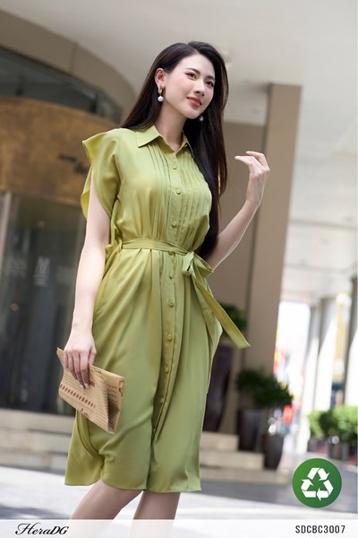 Hiển thị chi tiết cho Đầm suông tay bèo thắt đai eo Ảnh của Đầm suông tay bèo thắt đai eo