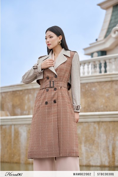 Hiển thị chi tiết cho Áo trenchcoat kẻ phối Ảnh của Áo trenchcoat kẻ phối