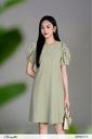 333-08 Ảnh của Đầm suông cổ tròn, tay bồng xếp ly