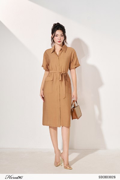 Hiển thị chi tiết cho Đầm sơ mi suông kèm đai Ảnh của Đầm sơ mi suông kèm đai