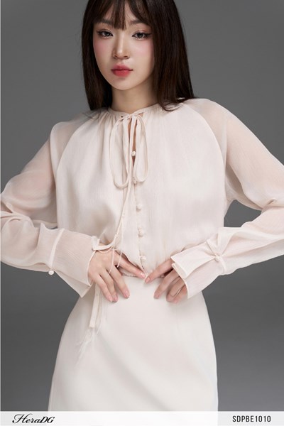 Hiển thị chi tiết cho Đầm liền giả sét áo tơ Ảnh của Đầm liền giả sét áo tơ