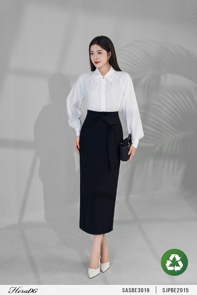 Hiển thị chi tiết cho Chân váy suông, cạp vắt tà cách điệu  Ảnh của Chân váy suông, cạp vắt tà cách điệu
