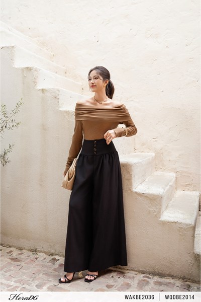 Hiển thị chi tiết cho Quần suông ống rộng cạp bản lớn Ảnh của Quần suông ống rộng cạp bản lớn