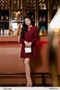 Ma341-27 Ảnh của Đầm tweed dáng A có đai nơ
