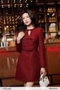 Ma341-29 Ảnh của Đầm tweed dáng A có đai nơ