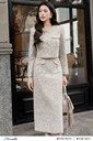 Ma341-56-1 Ảnh của Chân váy dạ tweed dáng suông có túi