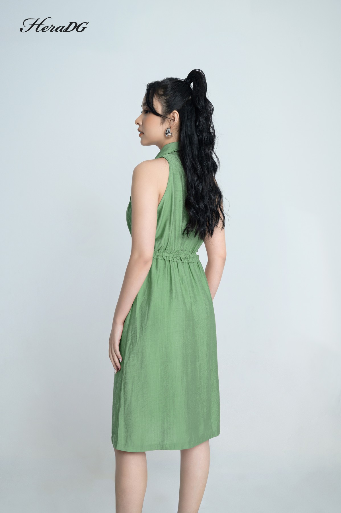 Đầm xòe bo chun eo vai phối nơ KK11211  Thời trang công sở KK Fashion