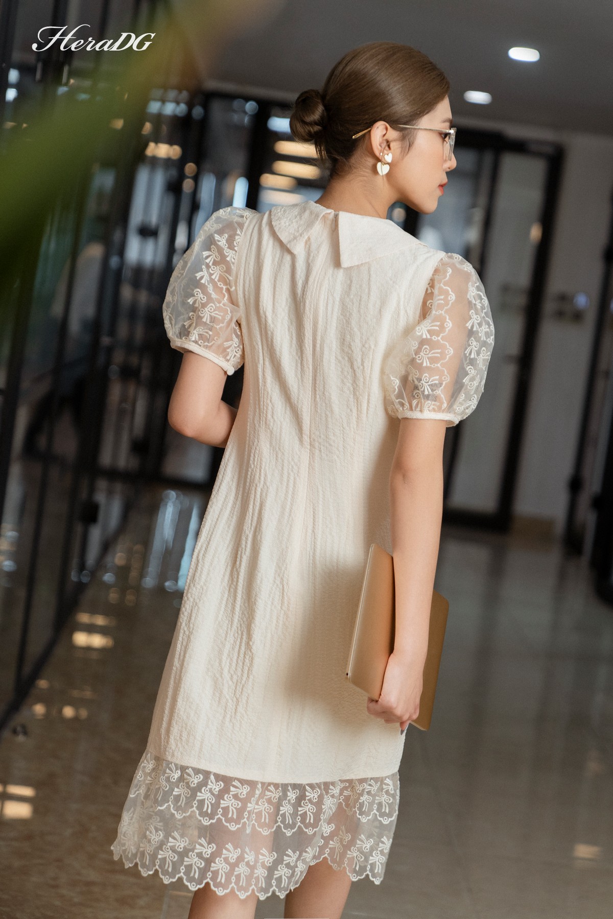 Váy công sở pha ren - Hồng Hà Nội