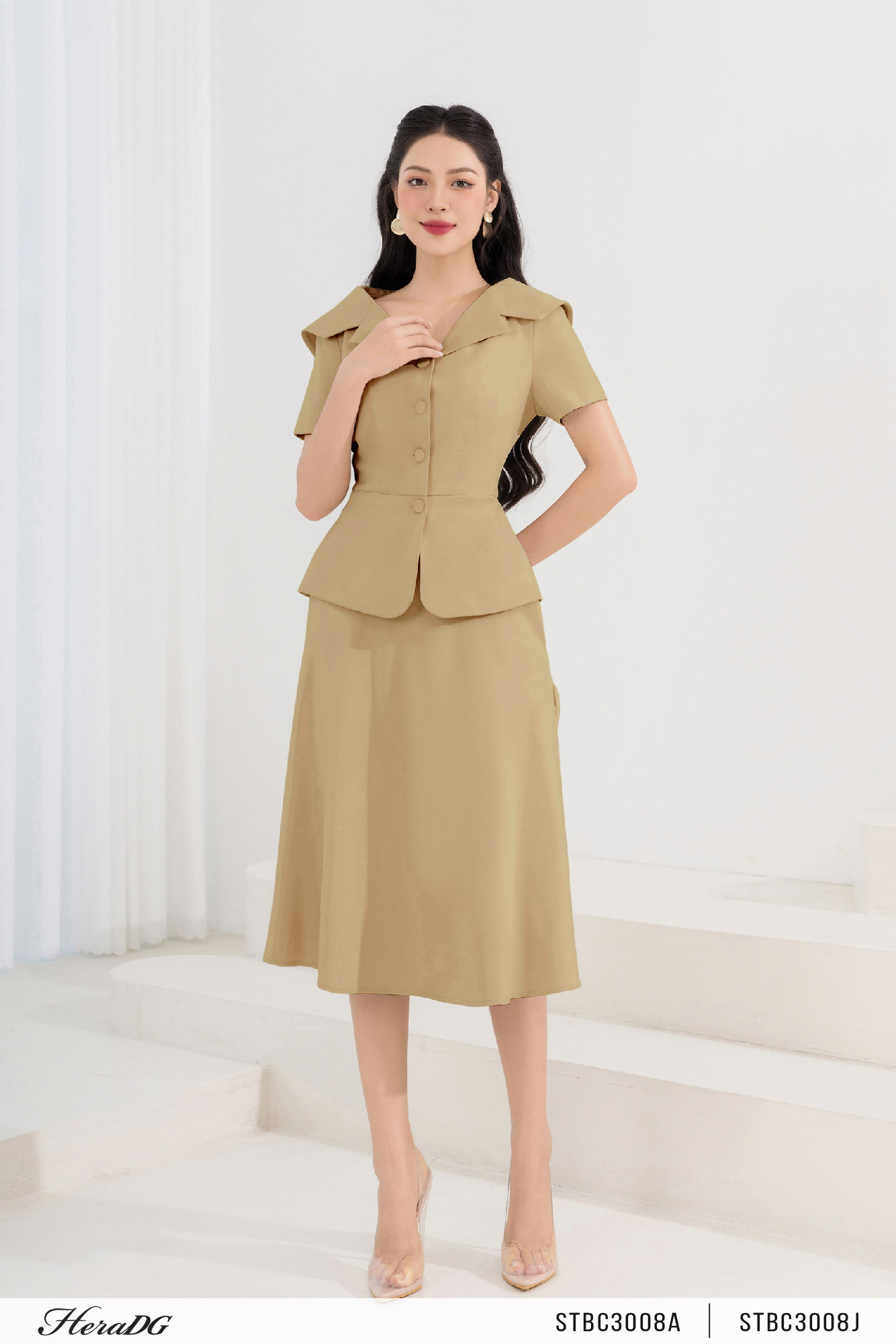 Set đầm gồm áo peplum và chân váy xếp ly - Bộ | ThờiTrangNữ.vn
