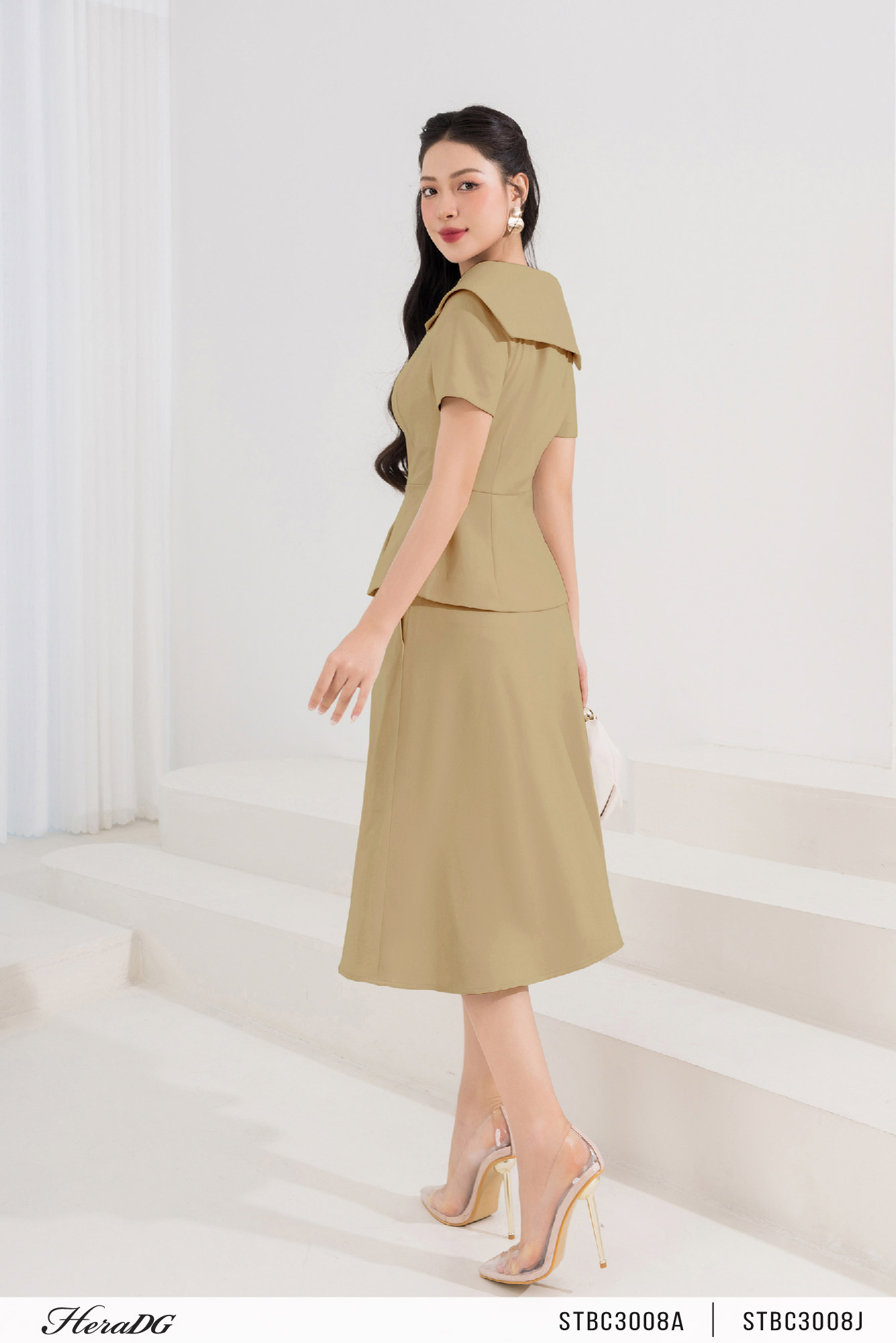 Đầm peplum dáng xòe tay lỡ KK103-28 | Thời trang công sở K&K Fashion