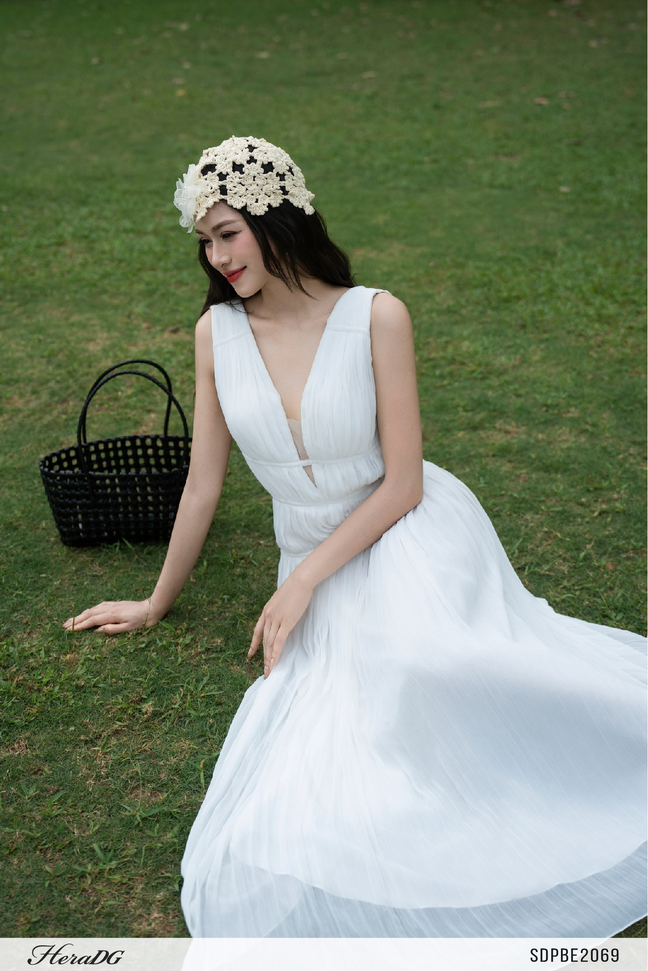Ảnh của Đầm xoè nhún, dây nơ buộc sau