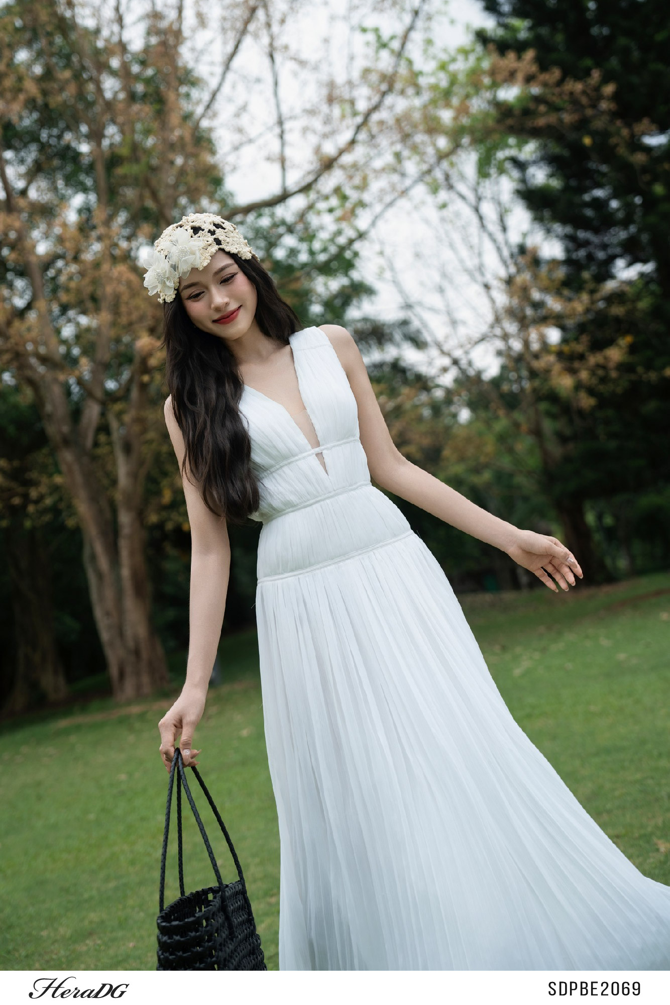 Ảnh của Đầm xoè nhún, dây nơ buộc sau