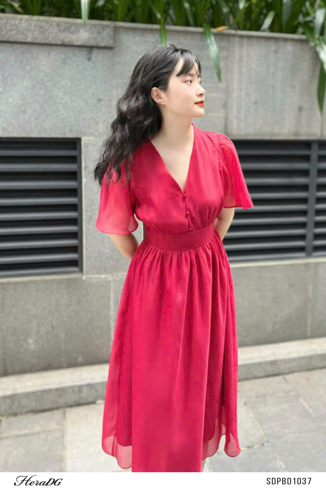 Ảnh của Đầm tơ xoè tay xẻ
