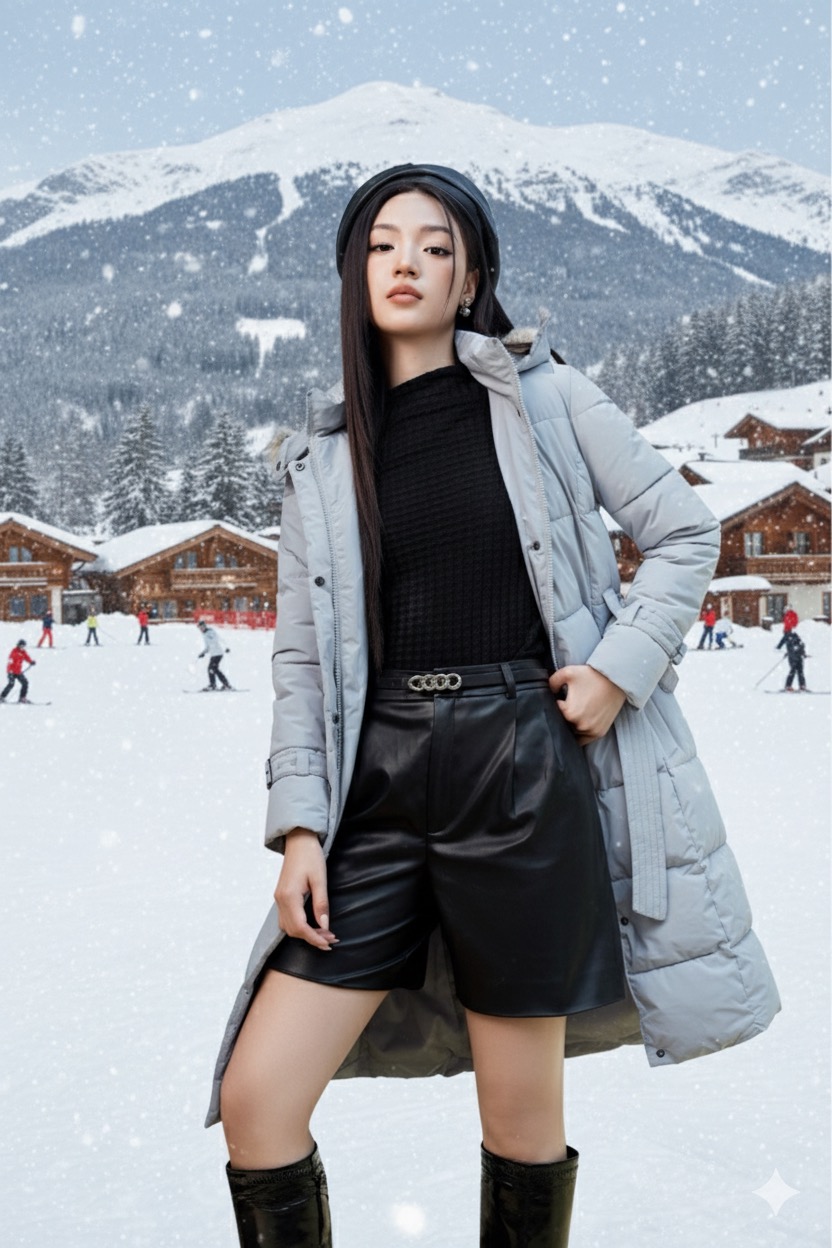 Ảnh của Áo phao 3 lớp dáng dài thắt dây đai