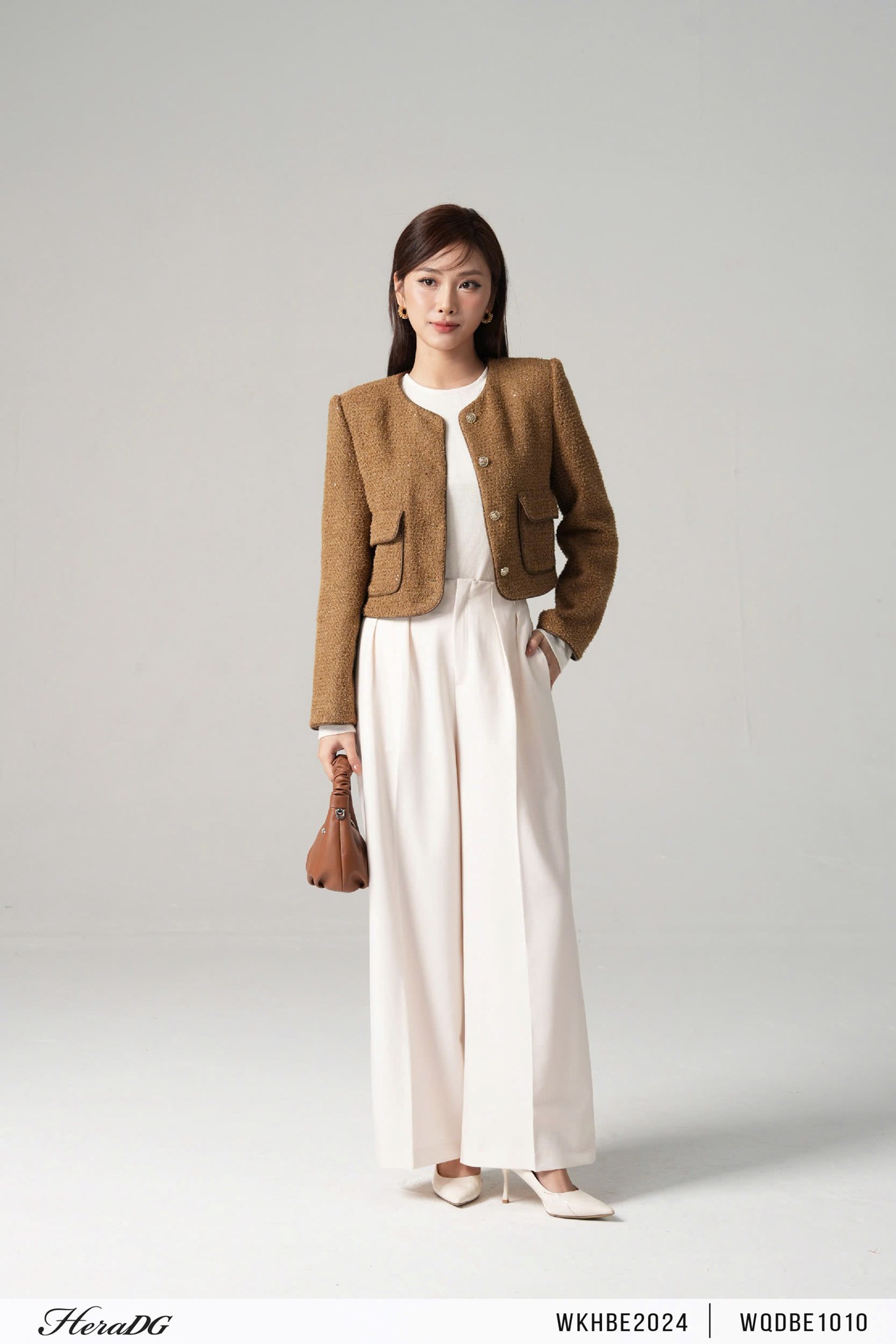 Ảnh của Áo khoác dạ tweed viền da