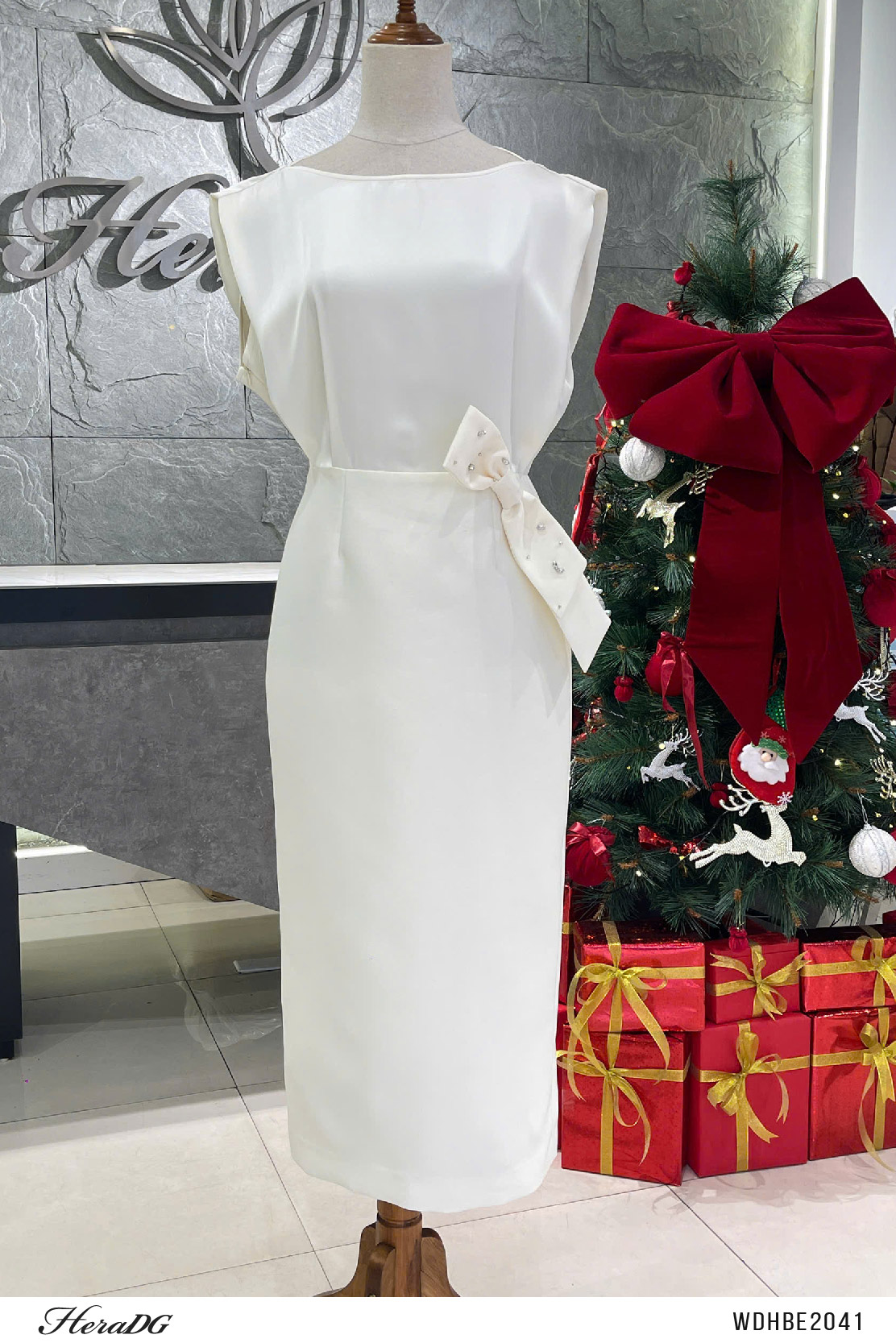 Ảnh của Đầm tafta phối lụa đính nơ eo