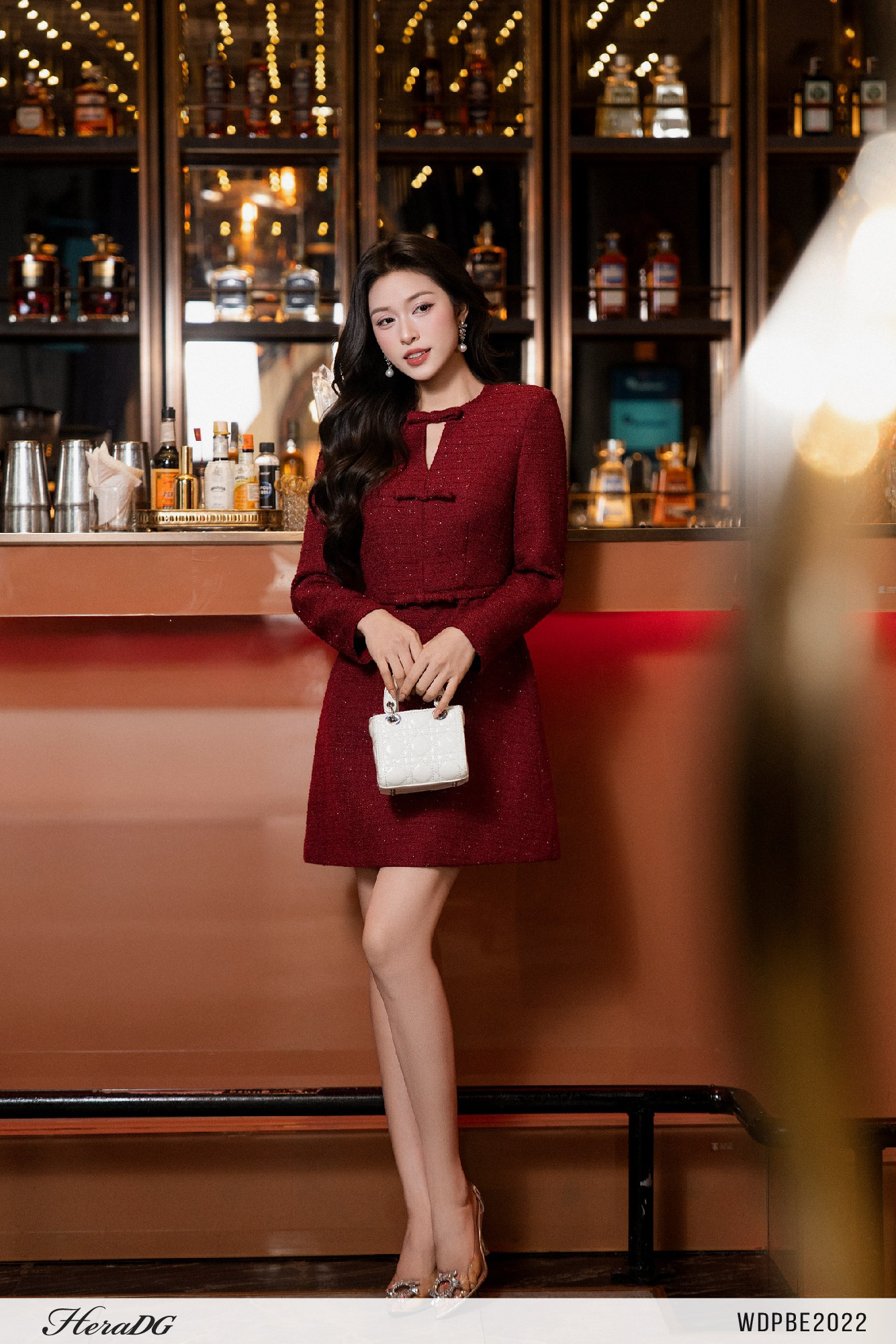 Ảnh của Đầm tweed dáng A có đai nơ