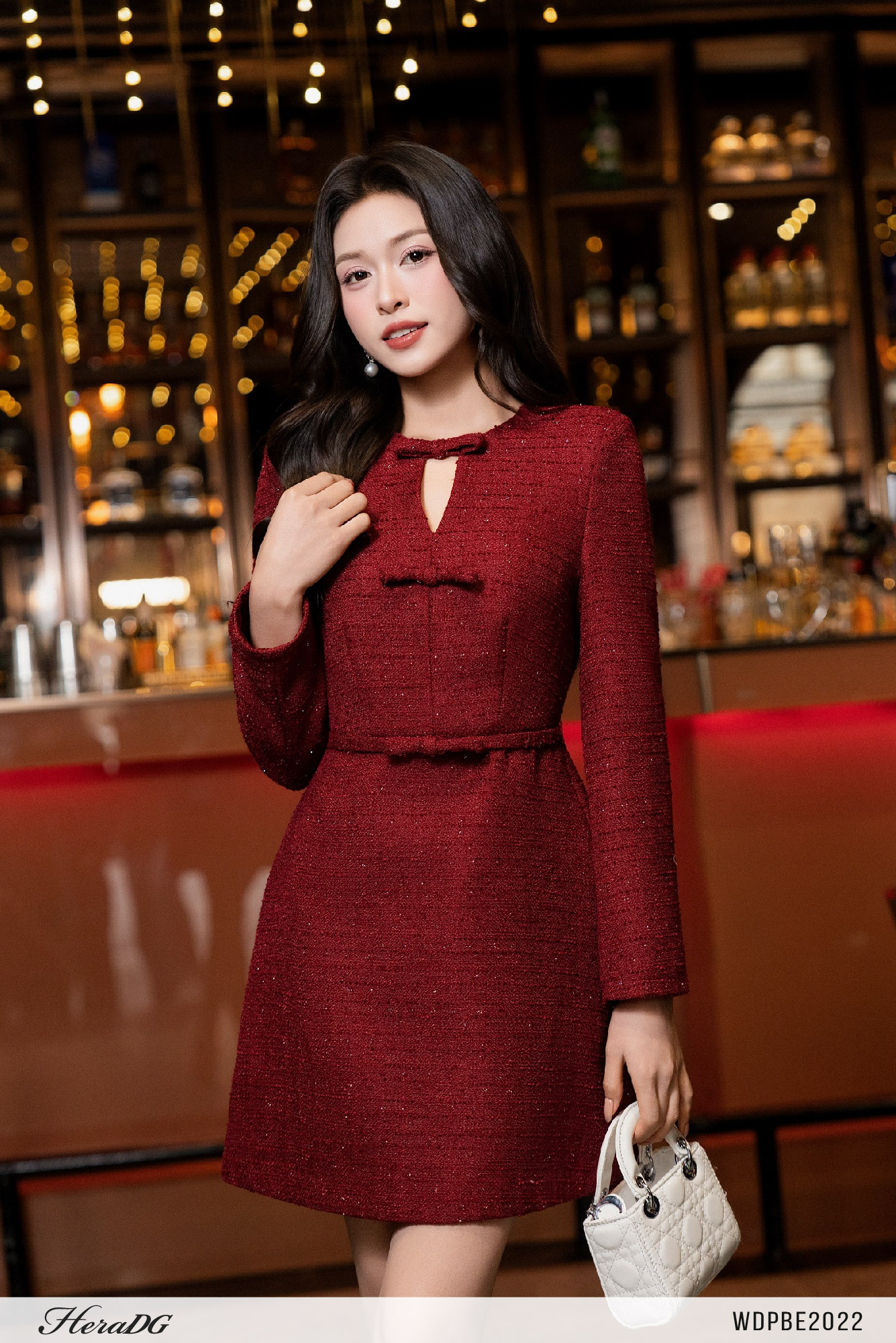 Ảnh của Đầm tweed dáng A có đai nơ