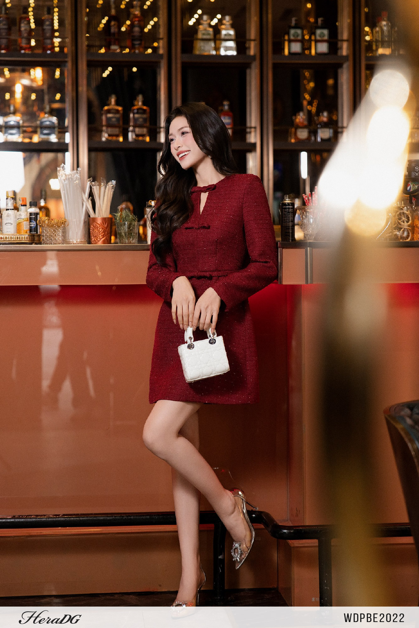 Ảnh của Đầm tweed dáng A có đai nơ