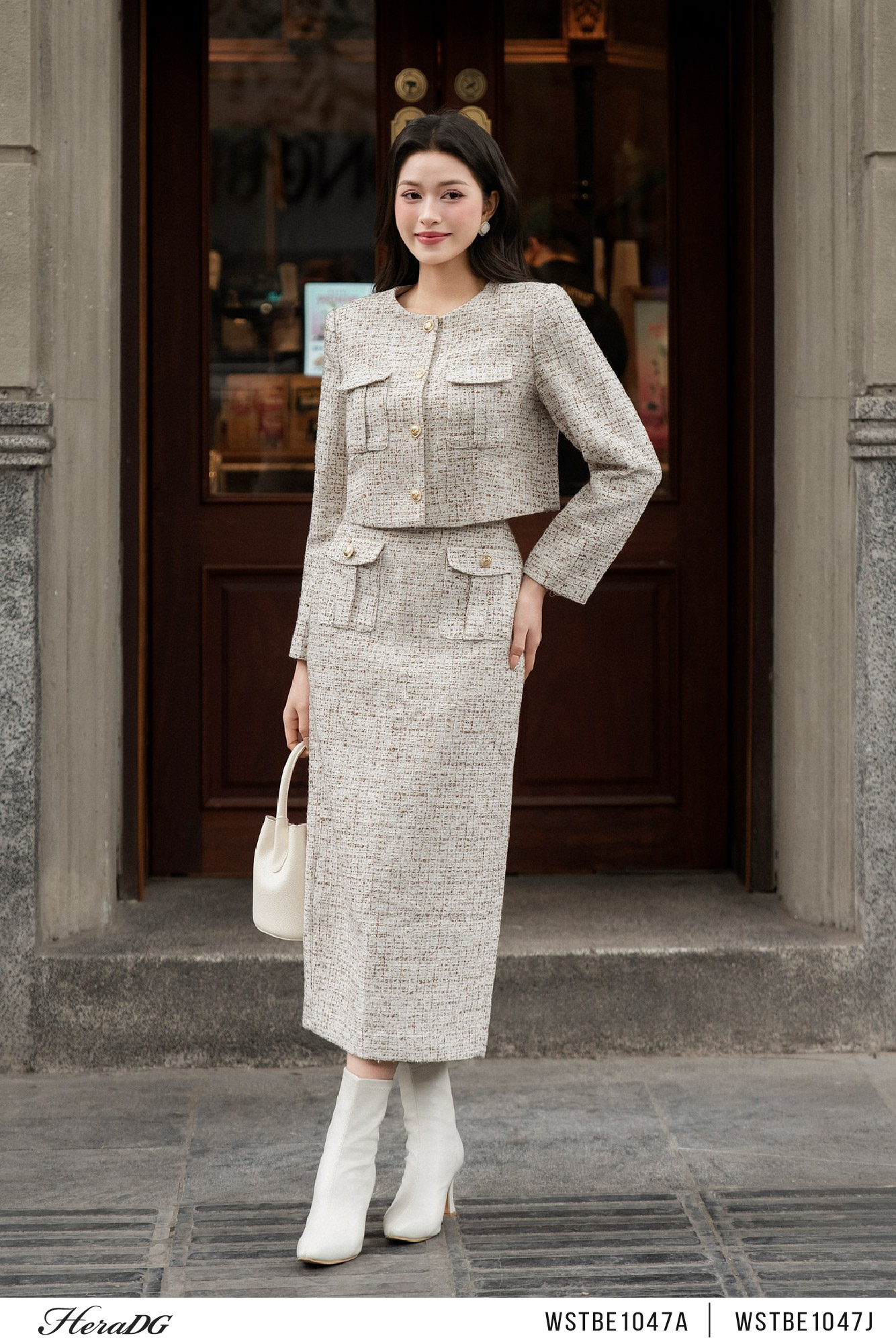 Ảnh của Chân váy dạ tweed dáng suông có túi