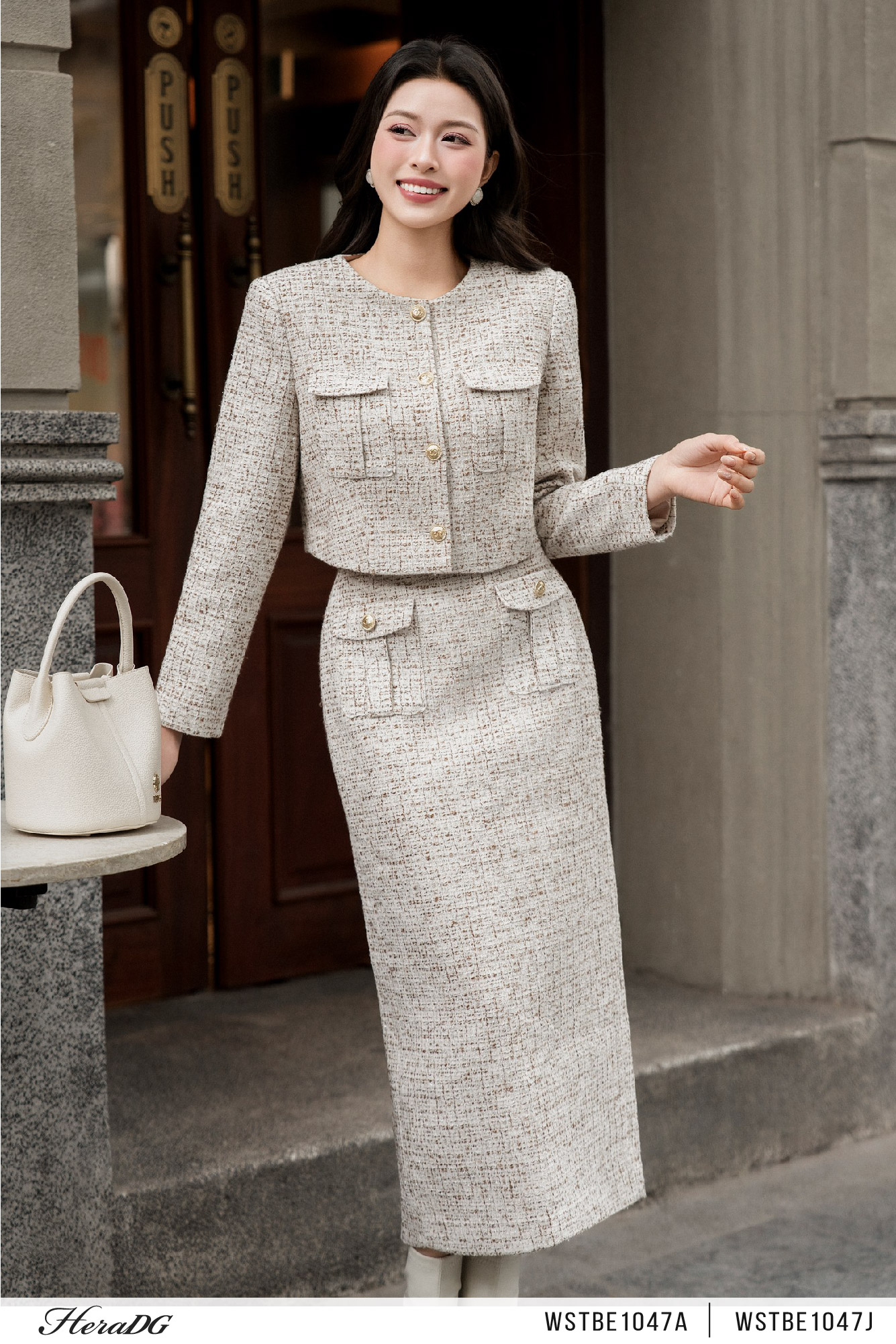 Ảnh của Chân váy dạ tweed dáng suông có túi