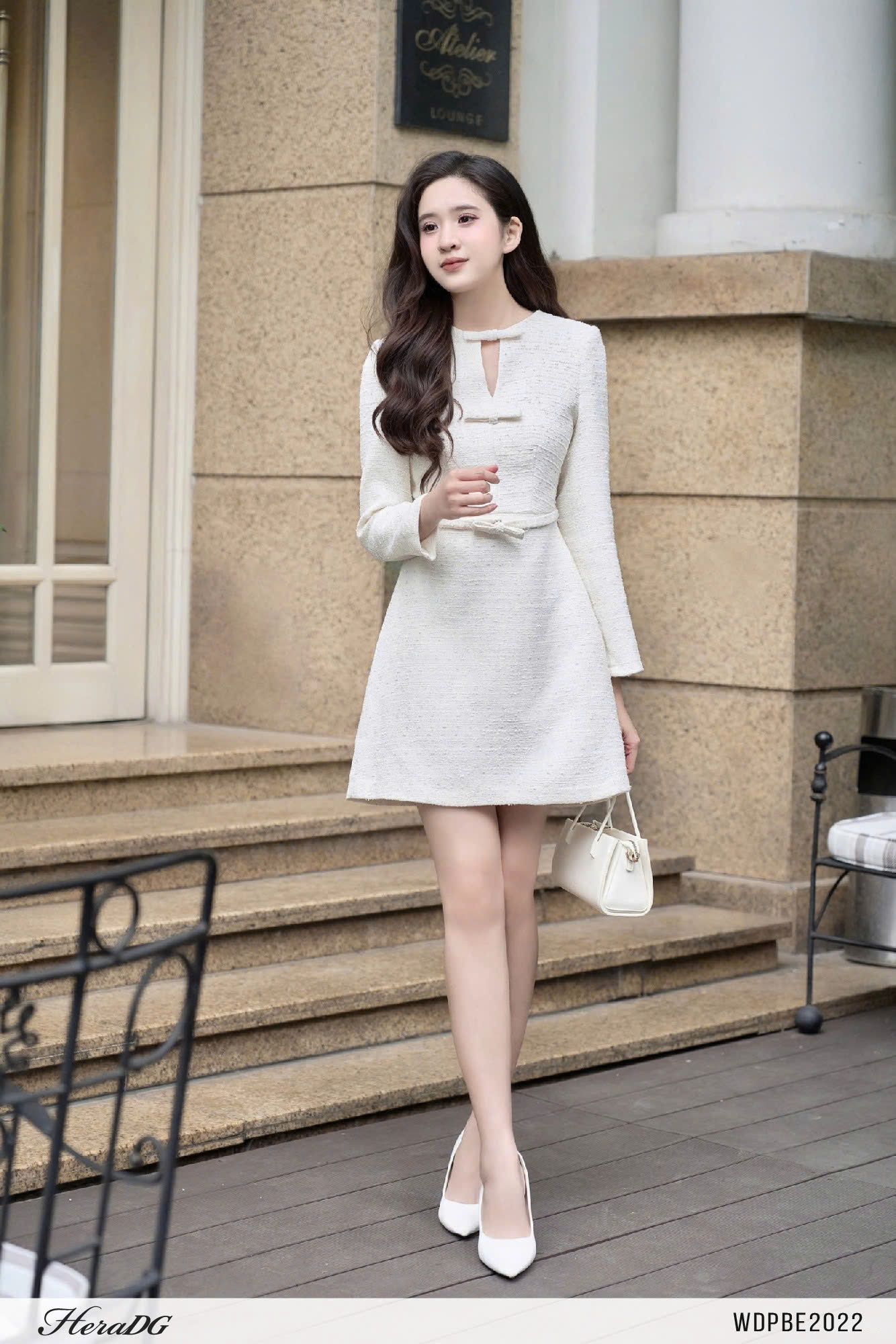 Ảnh của Đầm tweed dáng A có đai nơ