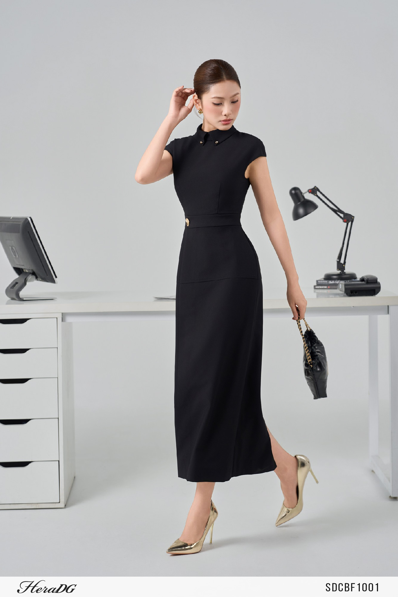 Ảnh của Đầm giả set cổ thắt vạt