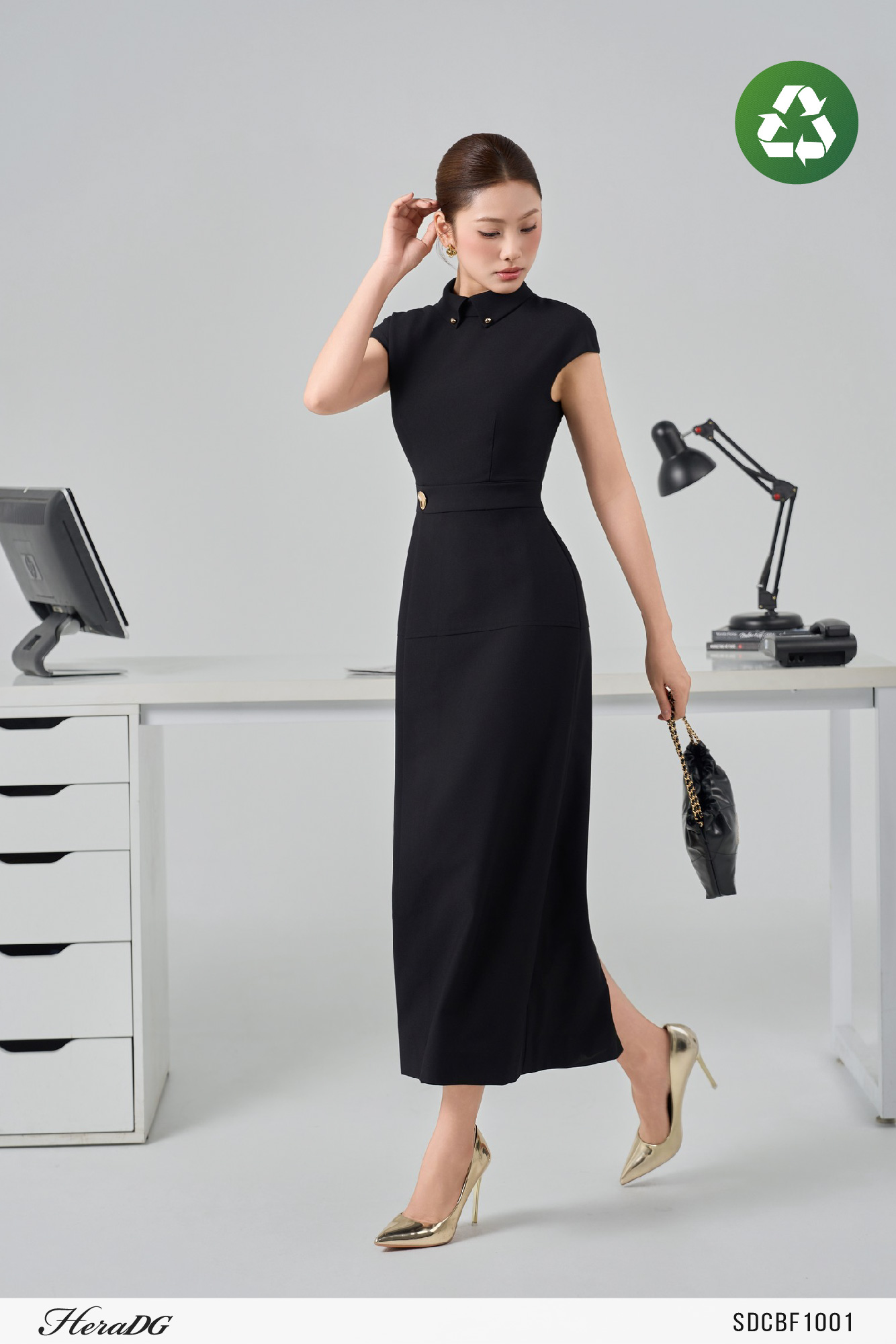 Ảnh của Đầm giả set cổ thắt vạt