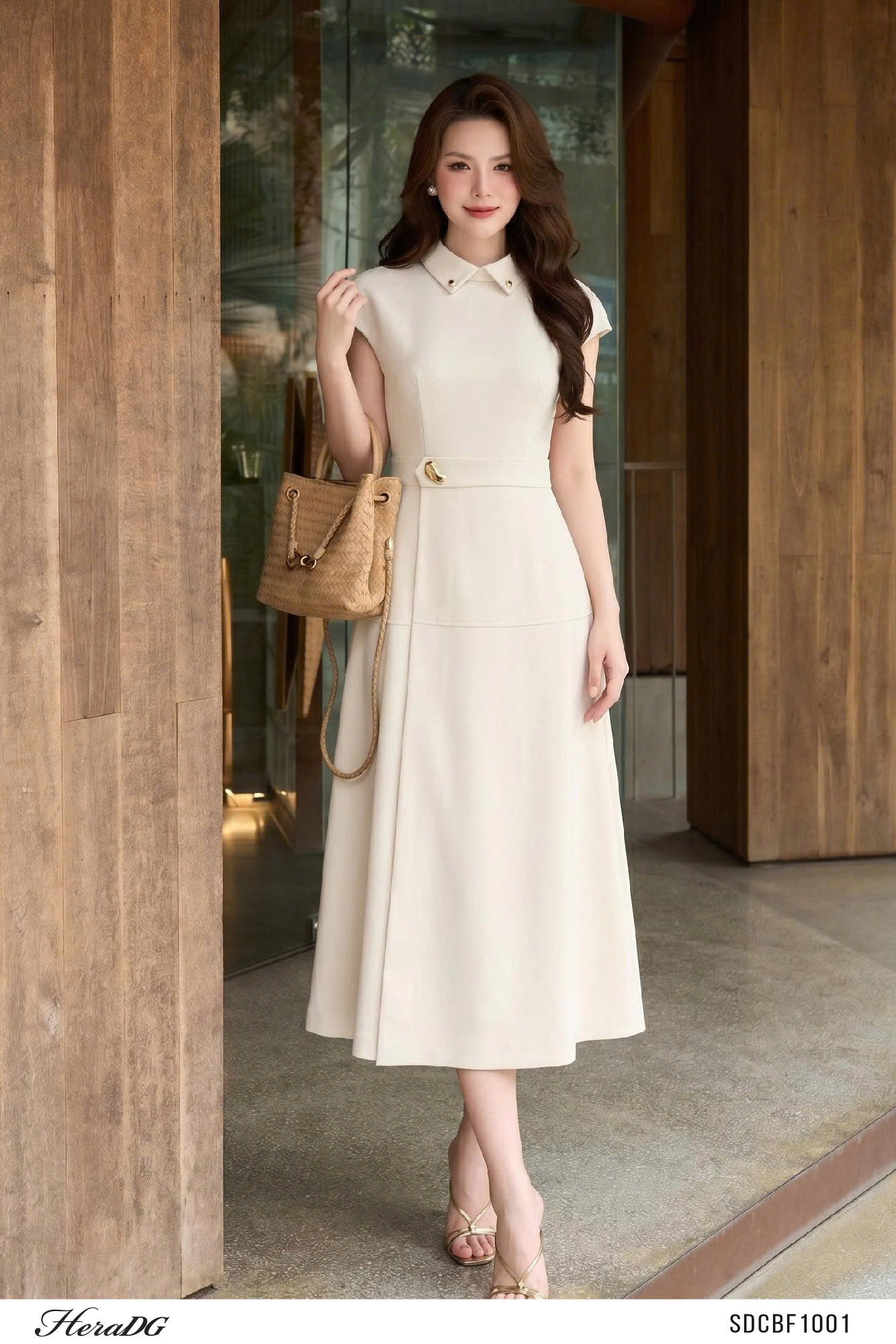 Ảnh của Đầm giả set cổ thắt vạt